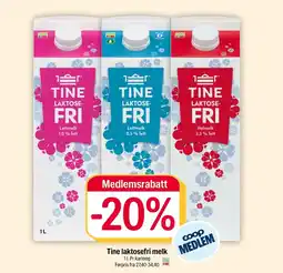 Coop Extra Tine laktosefri melk tilbud