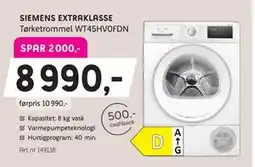 ELON SIEMENS EXTRAKLASSE Tørketrommel WT45HV0FDN tilbud