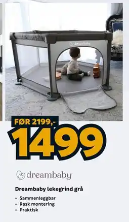 Megaflis Dreambaby lekegrind grå tilbud