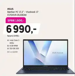 ELON ASUS Bærbar PC 17,3” - Vivobook 17 F1704VA-AU083W tilbud