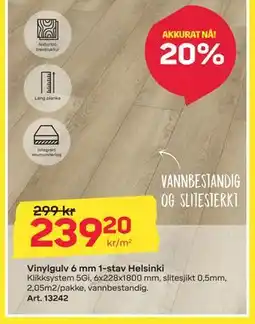 Byggmax Vinylgulv 6 mm 1-stav Helsinki tilbud