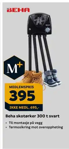 Megaflis Beha skotørker 300 t svart tilbud