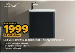 Megaflis Lind Oasis small 50 baderomsmøbel høyre/venstre sort tilbud