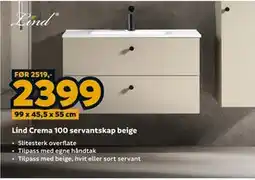 Megaflis Lind Crema 100 servantskap beige tilbud