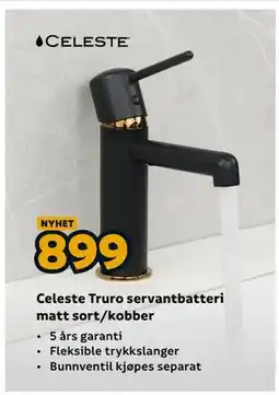 Megaflis Celeste Truro servantbatteri matt sort/kobber tilbud