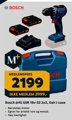 Megaflis Bosch drill GSR 18v-52 2x2, 0ah l-case tilbud