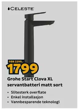 Megaflis Grohe Start Clova XL servantbatteri matt sort tilbud