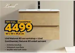 Megaflis Lind Natural 80 servantskap + Lind Continental/Natural 80 enkel servant tilbud