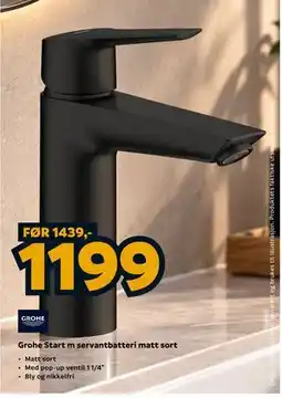 Megaflis Grohe Start m servantbatteri matt sort tilbud