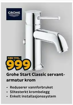 Megaflis Grohe Start Classic servantarmatur krom tilbud