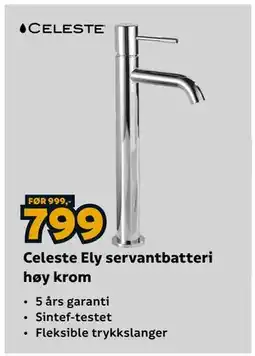 Megaflis Celeste Ely servantbatteri høy krom tilbud