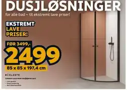 Megaflis Celeste Lucca buet dusjhjørne sort tilbud
