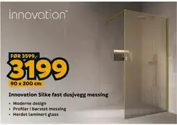 Megaflis Innovation Silke fast dusjvegg messing tilbud