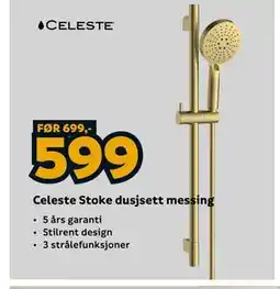 Megaflis Celeste Stoke dusjsett messing tilbud