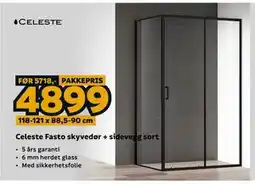 Megaflis Celeste Fasto skyvedør + sidevegg sort tilbud