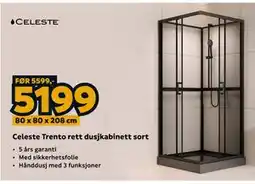 Megaflis Celeste Trento rett dusjkabinett sort tilbud