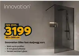 Megaflis Innovation Silke fast dusjvegg sort tilbud
