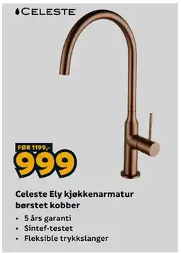 Megaflis Celeste Ely kjøkkenarmatur børstet kobber tilbud