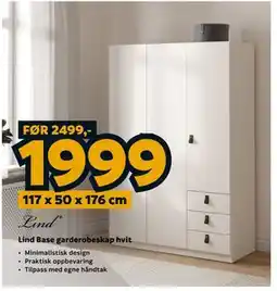 Megaflis Lind Base garderobeskap hvit tilbud
