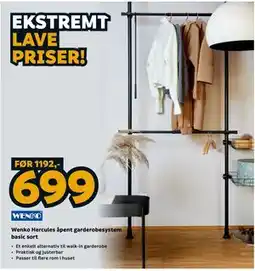 Megaflis Wenko Hercules åpent garderobesystem basic sort tilbud