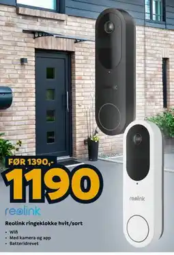 Megaflis Reolink ringeklokke hvit/sort tilbud