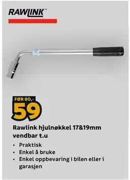 Megaflis Rawlink hjulnøkkel 17&19mm vendbar t.u tilbud