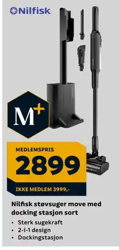 Megaflis Nilfisk støvsuger move med docking stasjon sort tilbud