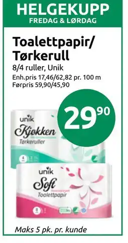 Joker Toalettpapir/ Tørkerull tilbud