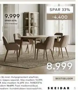 Skeidar MARTE VITRINESKAP, Medlemspris tilbud
