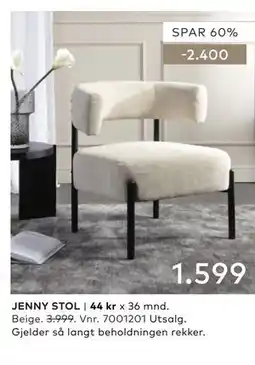 Skeidar JENNY STOL tilbud