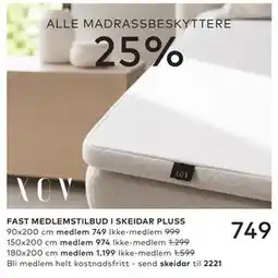 Skeidar ALLE MADRASSBESKYTTERE, Medlemspris tilbud