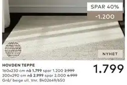 Skeidar HOVDEN TEPPE tilbud
