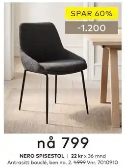 Skeidar NERO SPISESTOL tilbud