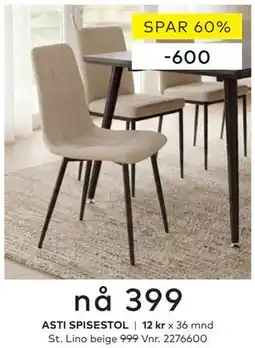 Skeidar ASTI SPISESTOL tilbud