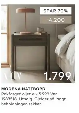 Skeidar MODENA NATTBORD tilbud