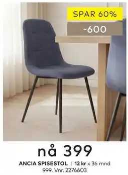 Skeidar ANCIA SPISESTOL tilbud