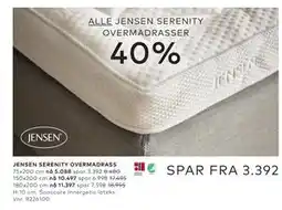 Skeidar JENSEN SERENITY OVERMADRASS tilbud