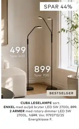 Skeidar CUBA LESELAMPE tilbud