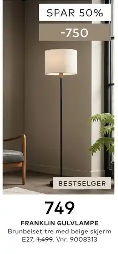 Skeidar FRANKLIN GULVLAMPE tilbud