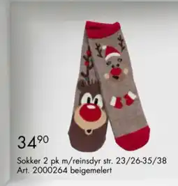 Sparkjøp Sokker 2 pk m/reinsdyr tilbud
