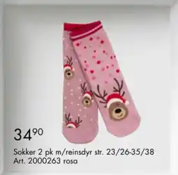 Sparkjøp Sokker 2 pk m/reinsdyr tilbud