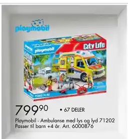 Sparkjøp Playmobil - Ambulanse med lys og lyd 71202 tilbud