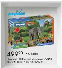 Sparkjøp Playmobil - Elefant med dyrepasser 72068 tilbud