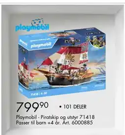 Sparkjøp Playmobil - Piratskip og utstyr 71418 tilbud