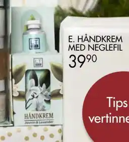 Sparkjøp E. HÅNDKREM MED NEGLEFIL tilbud