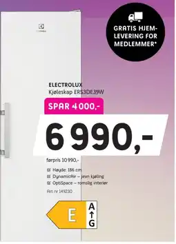 ELON Electrolux Kjøleskap ERS3DE39W tilbud