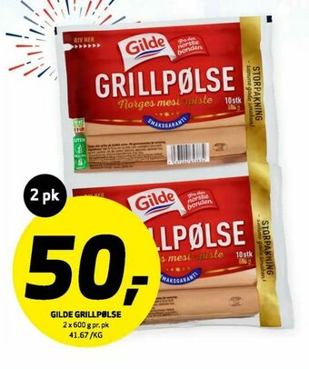 Bunnpris GILDE GRILLPØLSE tilbud