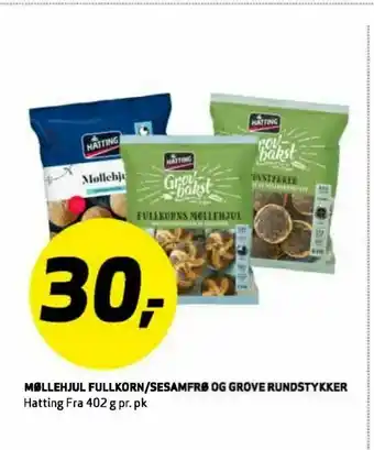 Bunnpris Møllehjul fullcorn/sesamfrø og grove rundstykker tilbud