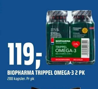 Coop Obs Biopharma trippel omega-3 2 pk tilbud