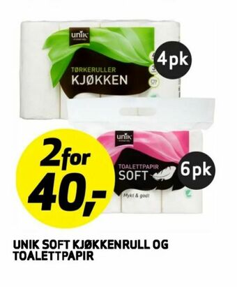 Bunnpris Unik soft kjøkkenrull og toalettpapir tilbud